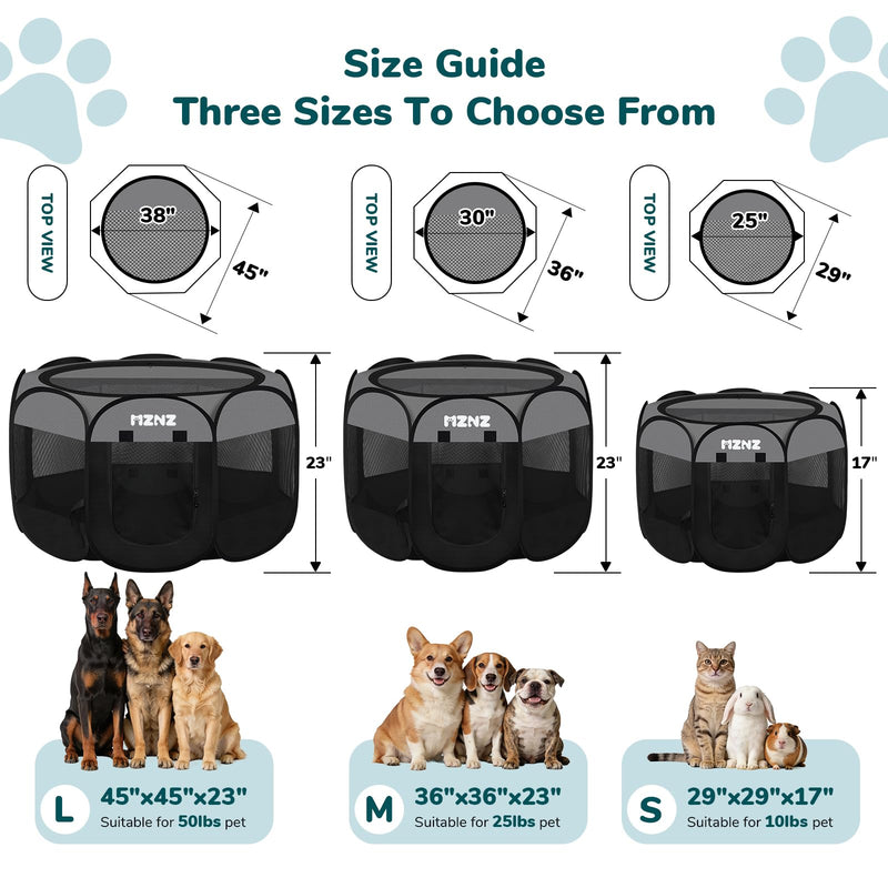 Dog Cat Playpen, Portable Puppy Pet Crate Indoor for Small Dogs Cats Rabbits, Foldable Dog Cage Enclosure for Outdoor, Pop Up Dogs Tent Kennel with Carrying Case, Dark Grey Small (29"L x 29"W x 17"H)