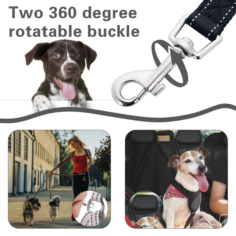 Double Dog Leashes, 360° Swivel Rotation No Tangle Dual Dog Lead Splitter with Adjustable Length Buckle Double Dog Walking & Training Leash No Slip Leash for Outside Running(Black) Black - PawsPlanet Australia