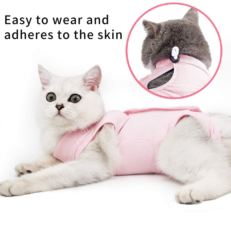 Cat Bodysuit After Surgery, Cat Bodysuit for Cat Surgery, Body Cat After Surgery, Professional Recovery Suit for Cats, Recovery Suit, Anti-Leak E-Collar Alternative for Abdominal Wounds, Skin Diseases (Pink, S) Size S