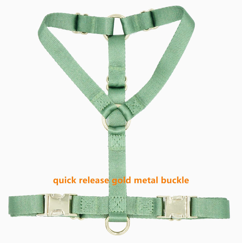 Nylon No Pull Dog Harness with Gold Metal Buckles,Easy Walking and Training Dog Harness (Sage Green, L) Sage green - PawsPlanet Australia