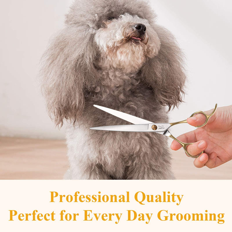 JASON 7.5" Dog Grooming Scissors Cats Trimming Shears Professional Pets Scissor Kit for Right Handed Groomers Gold Sharp Shear Christmas Gift 7.5 inch-Trimming - PawsPlanet Australia