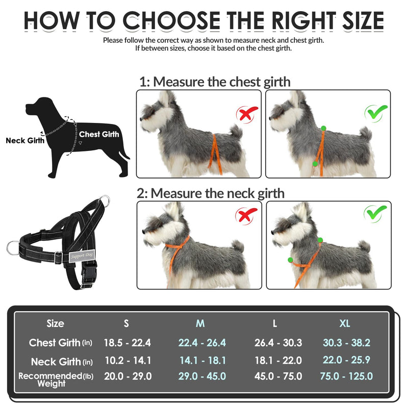 SlowTon No Pull Dog Harness - Heavy Duty Dog Harness and Leash Set for Medium Large Dogs, Reflective Tactical Harness with Soft Padded and Front Clip for Easy Walk and Training (Black L) Black - PawsPlanet Australia
