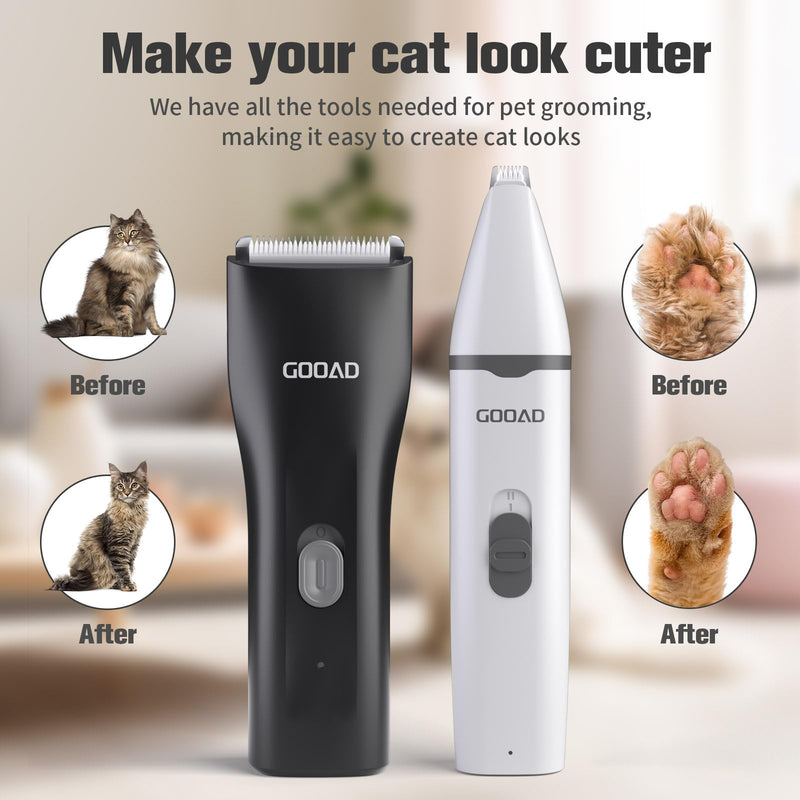 Cat Clippers for Matted Hair, Quiet Cat Shaver for Long Hair, Cordless Cat Hair Trimmer for Grooming, Cat Paw Trimmer Nail Grinder,Pet Shaver Cat Grooming Kit for Cats Small Dogs Animals(Black) Black - PawsPlanet Australia