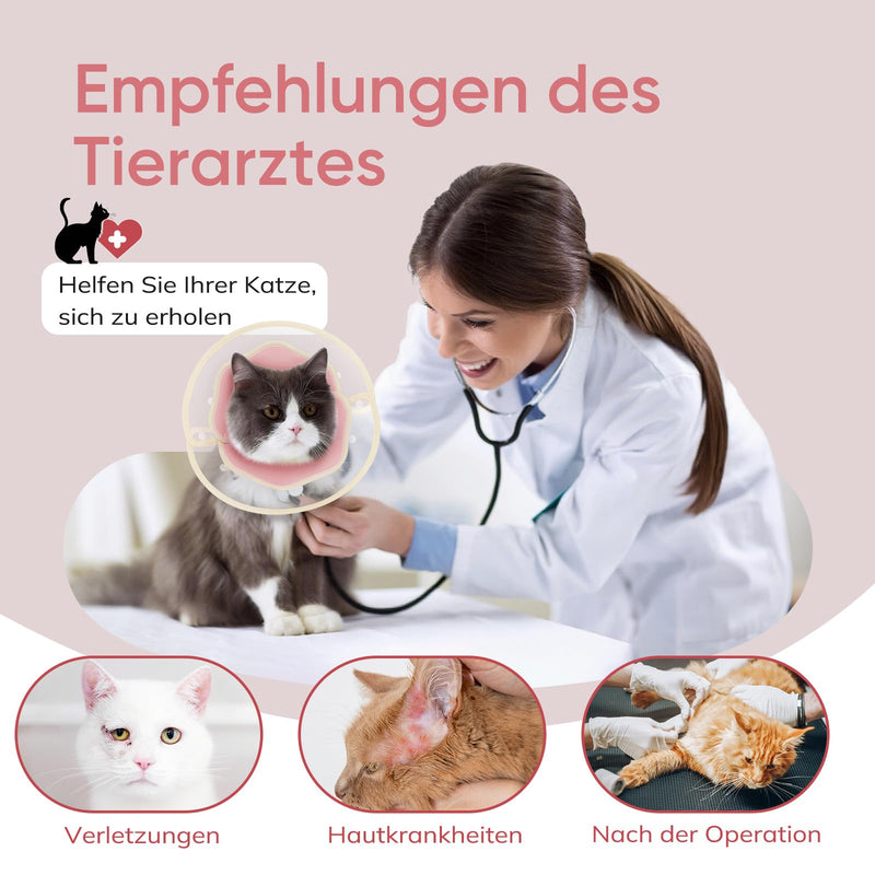 Supet Soft Cat Collar - 2-in-1 Waterproof Design for Post-Surgery Time or Skin Problems, An Alternative to Cat Collar to Prevent Licking (Pink, S) pink