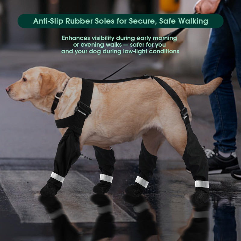 Waterproof Dog Suspender Boots, Reflective Anti-Slip Dog Shoes with Adjustable Straps for Small Medium Large Dogs,Stay-On Dogs Paw Protector Leggings for Outdoor Walking, Rain & Snow Hiking (Black,XS) XS - PawsPlanet Australia