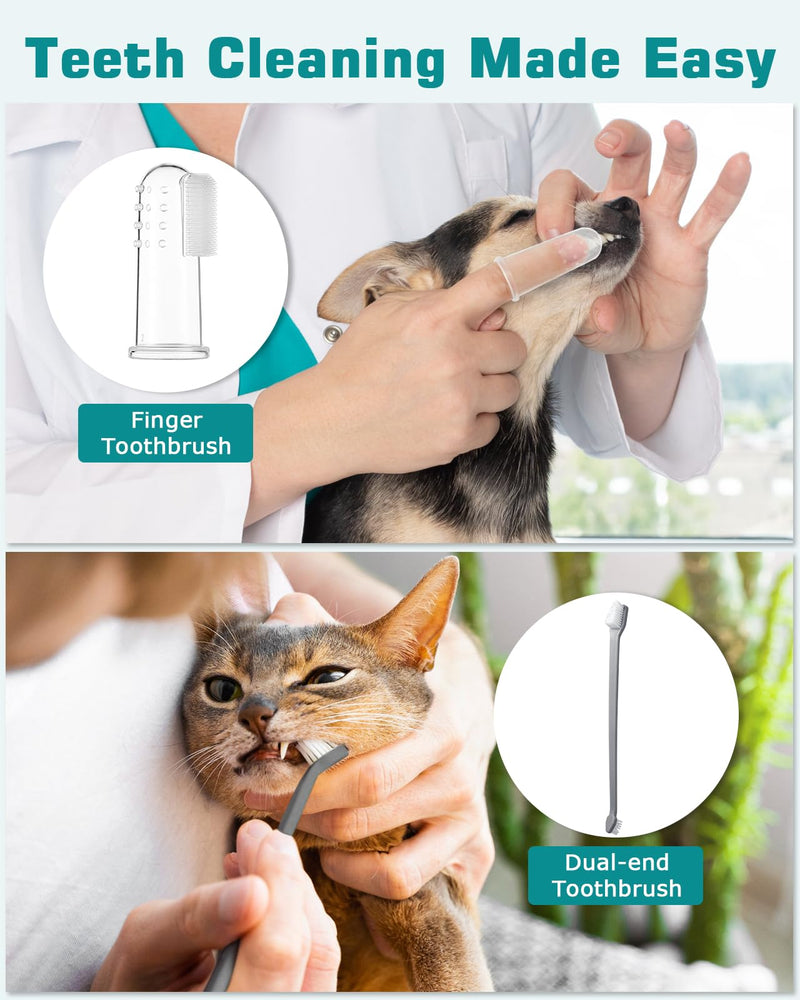 Dog Teeth Cleaning Kit 12-in-1, Pet Ultrasonic Canine Plaque Remover for Teeth with LED Light, 5 Cleaning Mode, USB Charge Dog Toothbrush Tool with Dental Tools Scaler Scraper Black - PawsPlanet Australia