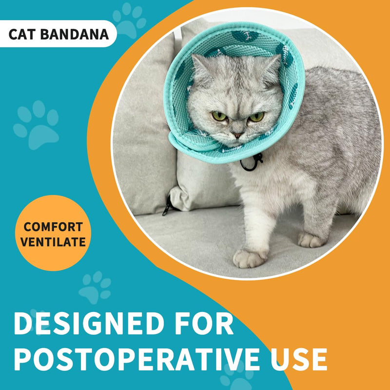 Cat Cone Collar Soft to Stop Licking and Scratching Adjustable Kitten Cone with Cat Toy Balls - Cat Recovery Collar for Small Large Cats After Surgery and Daily Wear (Green，M) Green，M - PawsPlanet Australia