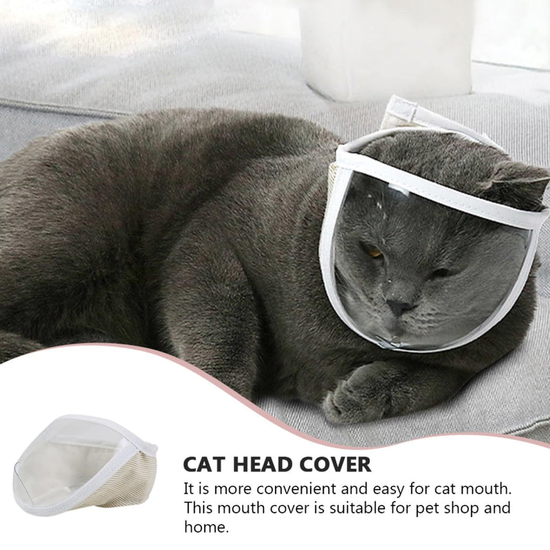 Amosfun cat head cover with bite protection made of polyester. Practical cat muzzle for injections and grooming. Adjustable for cats and kittens.