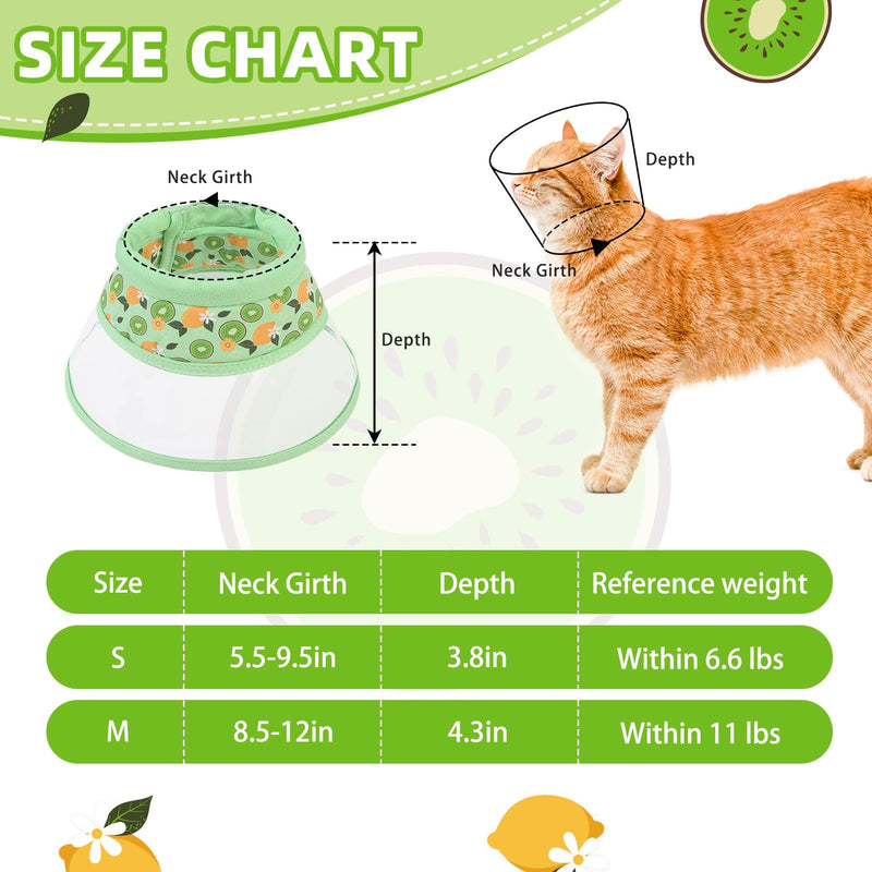 PUPTECK Cat Cone Collar Soft for Neck, Cat Recovery Collar to Stop Licking After Surgery, Adjustable Elizabethan Pet Collar for Small Medium Cats Kittens, Green, M