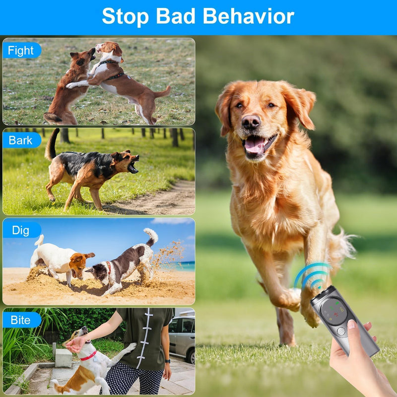 Dog Bark Deterrent Devices for Own or Neighbor Dog Rechargeable Ultrasonic Dog Trainer 50Ft Effective Safe Anti Barking Device, 3X Sonic Emitters, Portable Indoor Outdoor, Space Grey - PawsPlanet Australia