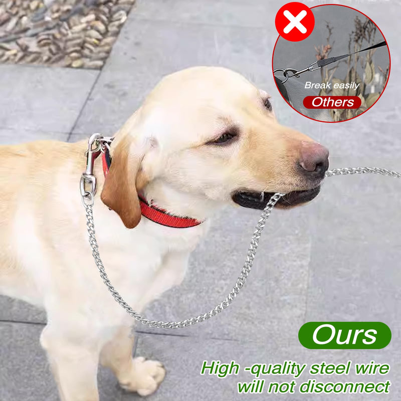 Chain Heavy Duty Metal Dog Leash 6FT Stainless Steel Cuban Link Chain Labor Chew Proof Pet Leash Chain with Soft Padded Handle for Medium Big Dogs Walking,Traffic Training Traveling(20-100 lbs) - PawsPlanet Australia