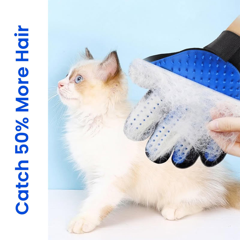 Blue Pet Hair Remover Gloves - 1 Pair, Pet Grooming Gloves | Cat Hair Remover | Gentle Deshedding Brushes for Dogs, Cats & Horses | Dog Washing Gloves - PawsPlanet Australia