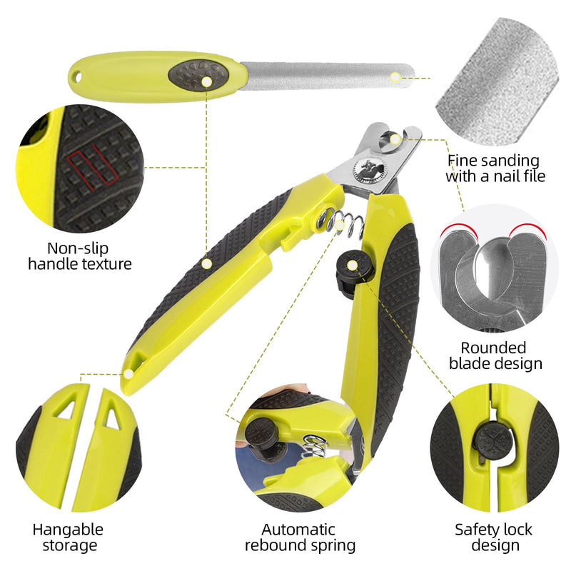 Professional Dog Nail Clipper & File Set, Heavy Duty Stainless Steel Blade with Safety Guard, Anti-Slip Handle, Suitable for Large Breed Dogs, Easy to Use Pet Nail Trimmers - PawsPlanet Australia