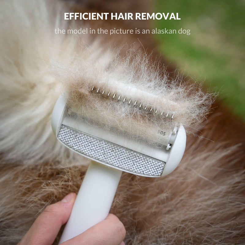 Self Cleaning Grooming Brush for Shedding Pets Rake Gently Removes Loose Undercoat Mats Tangled (Pink) Pink
