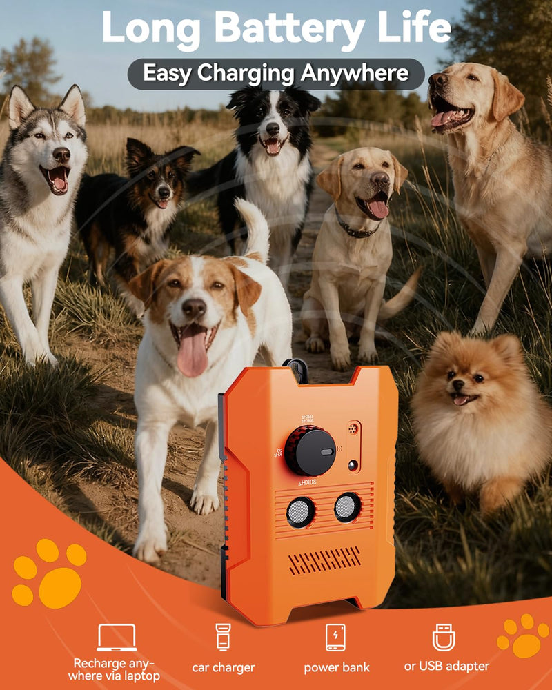 Ultrasonic Dog Bark Control Device – 3 Adjustable Modes, 50FT Precision Range, USB Rechargeable & IPX4 Waterproof Bark Stopper for Indoor and Outdoor Use - PawsPlanet Australia