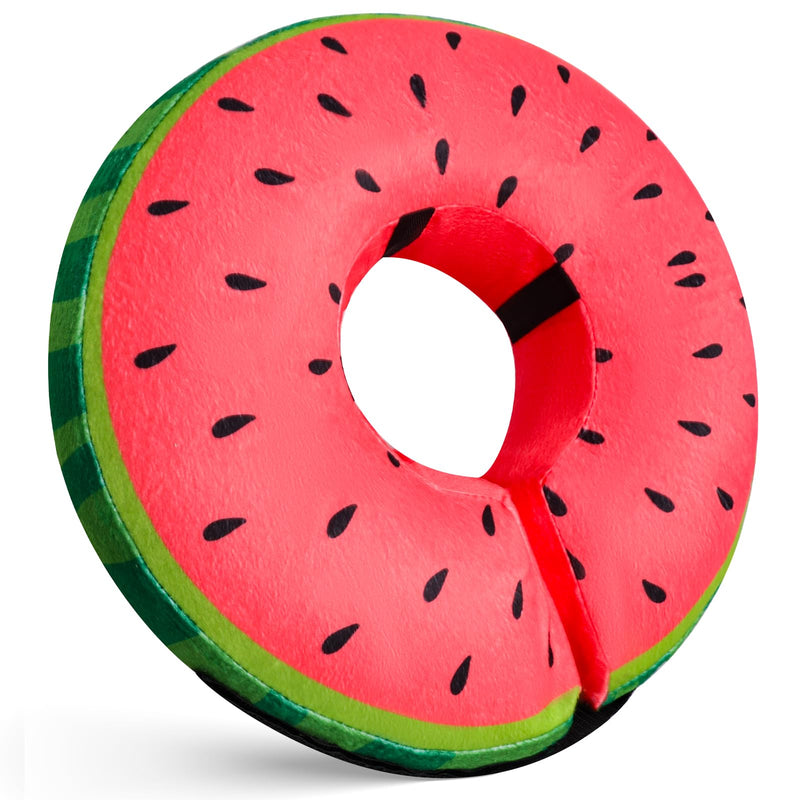Inflatable Dog Cone Collar for After Surgery, Soft Adjustable Blow up Donut E-Collar for Small Medium Large Dog and Cats Watermelon Large (Neck: 15"-18")