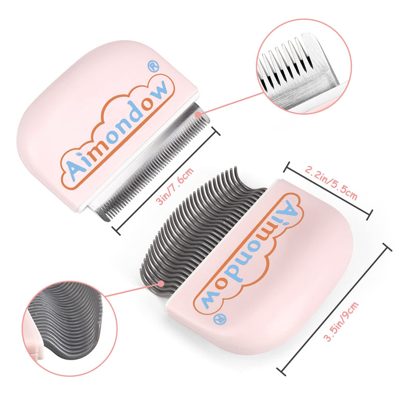 Cat Comb, Cat Brush for Shedding Grooming, Hair Removal Massaging Shell Comb for Cats Dogs Puppy Rabbit Bunny, Easy to Dematting Matted Fur Tangled Hair Undercoat, 2 PCS (Pink) Pink - PawsPlanet Australia