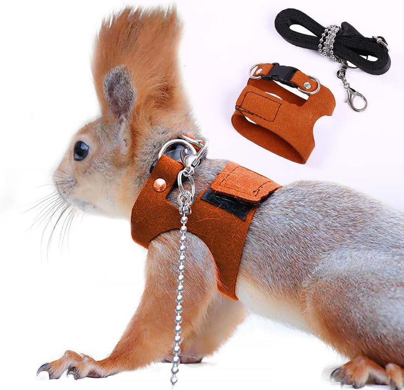 3PC Bearded Dragon Harness Leash Set Adjustable Soft Suede Leather Vest Harness with Traction Rope Outdoor Walking Escape-Proof for Reptile Lizard Squirrel Ferret (Brown) Brown - PawsPlanet Australia