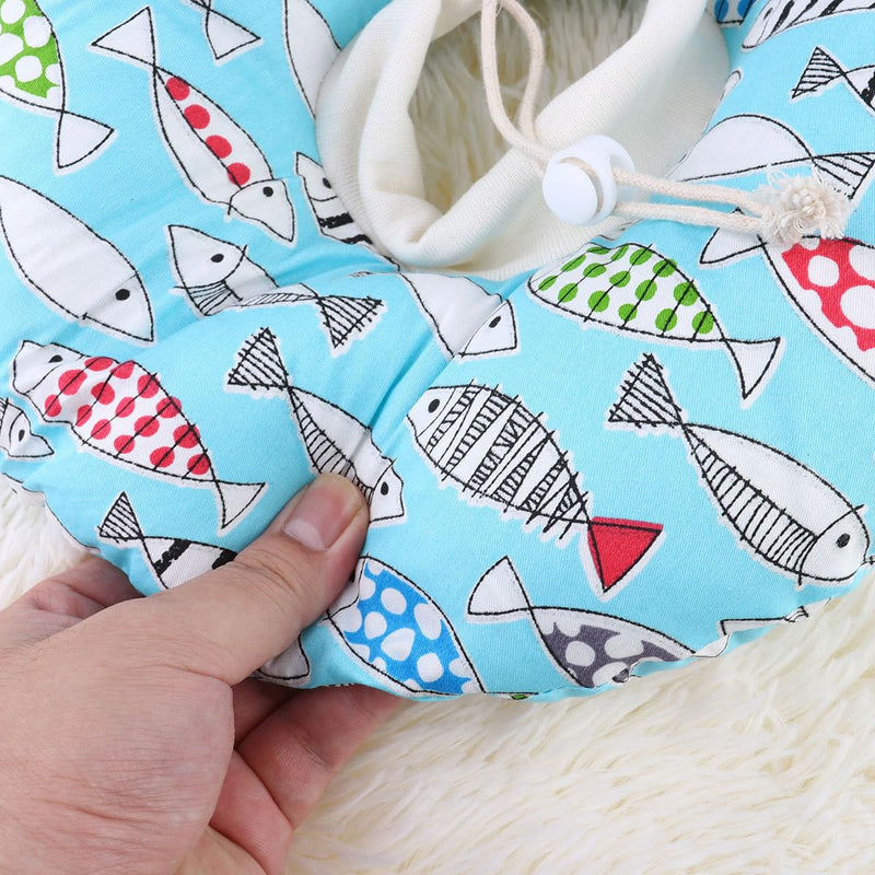 SOLUSTRE Adjustable Pet Collar with Fish Pattern Made of PP Cotton Anti-Bite and Protective Design Soft Cat Collar for Sterilization and Recovery