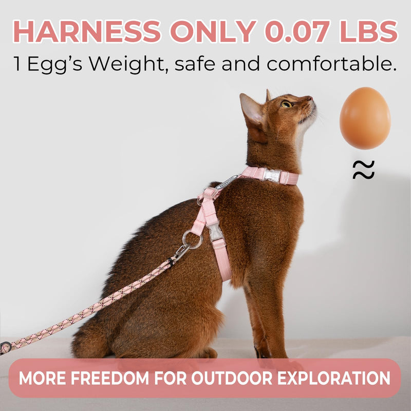 Cat Harness and Leash Set - Pink Lightweight Soft Kitten Harness Escape Proof, Adjustable Travel Pet Harness for Walking，Easy Control Comfortable Outdoor (Pink, One Size Fits All) - PawsPlanet Australia
