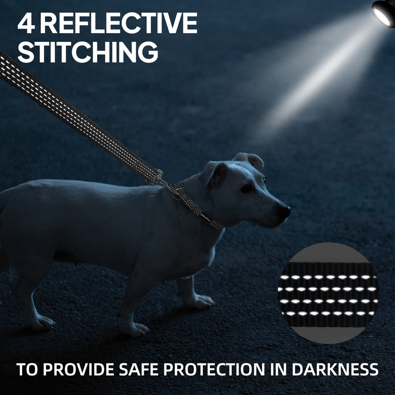 PetiFine Reflective Dog Collar, Adjustable Classic Nylon Dog Collars for Small/Medium/Large Dogs, High Visibility Dog Collars with Quick Release Buckle (Collar+Leash L, Black) Large(18"-26") - PawsPlanet Australia