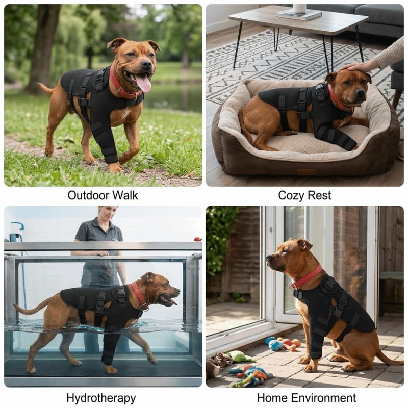 Dog Knee Brace for Hind Leg Support Breathable Joint Protector, Post-Injury Recovery & Wound Cover, Water-Proof for Small to Large Dogs(L) L
