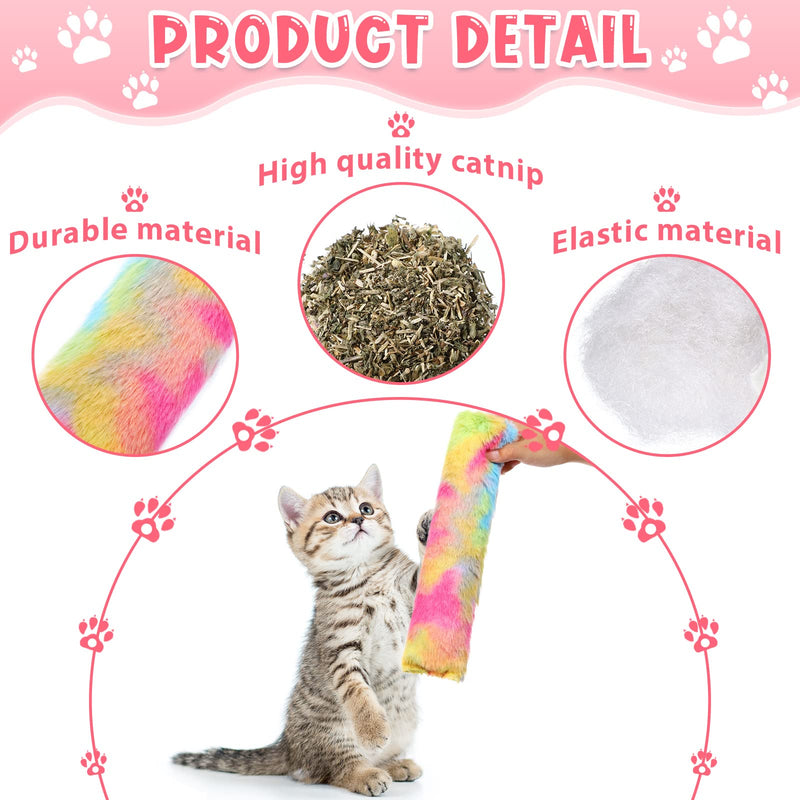6 Pcs Catnip Toys Interactive Cat Kicker Toy Plush Fabric Cat Kick Toy Sticks Chasing Chewing Exercising Catnip Filled Cat Toys Cat Chew Toy for Puppy Kitty (Candy Color, 10.6 Inch) Candy Color - PawsPlanet Australia