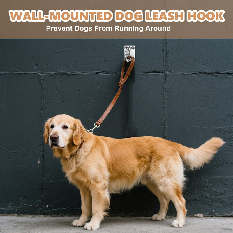Dog Leash Hooks for Wall, Heavy Duty Stainless Steel Wall Mounted Pet Hook, Dog Leash Holder for Indoor Outdoor Yard Silver - PawsPlanet Australia