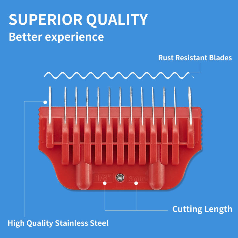 3MM 1/8Inch Pet Grooming Clipper Attachment Guard Comb, for Wide A5 Blades, Compatible with Andis, Conair, Wahl, Laube, Thrive, Bucchelli, or other A5 Series, Only Fit for 10W/15W/30W Wide Blade 3mm or 1/8"