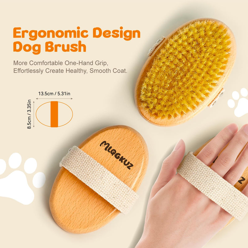 Professional Dog Brush Boar Bristle for Short-Haired Dogs - Reduces Shedding, Non-Slip Grip, Gentle Grooming - PawsPlanet Australia