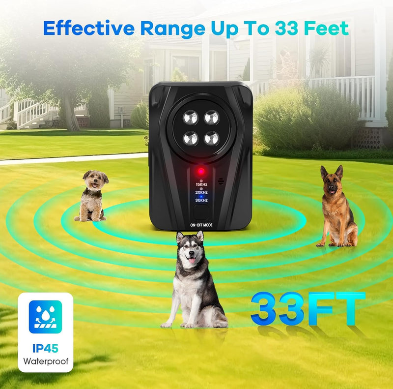 Dog Bark Deterrent Device, Auto Anti Barking Devices for Dogs 33FT, Ultrasonic Dog Barking Device with 3 Modes, Rechargeable Dog Bark Stopper for Dog, Stop Dog Barking Device Safe for Puppy Large Dogs - PawsPlanet Australia
