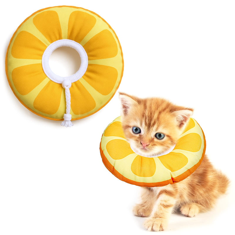 COMNICO Kitten Cones After Surgerys Small Waterproof Cones Collar Small Cats Donut Soft to Stop Licking Neck Elizabethan e Collar for Recovery (S Size Orange