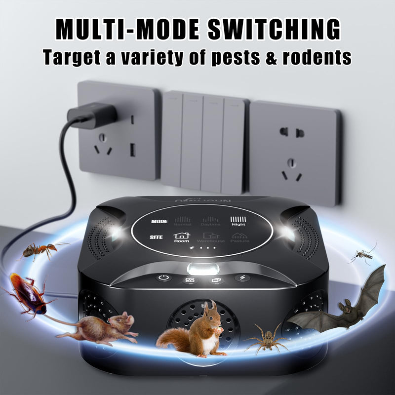 Indoor Ultrasonic Pest Repeller Plug-in, with a Display Screen & LED Strobe Light, Effectively Repels Mice, Squirrels, Roaches & Other Rodents up to 3900 Sq.Ft. Suitable for Attics, Garages, etc. 1 Count (Pack of 1) - PawsPlanet Australia