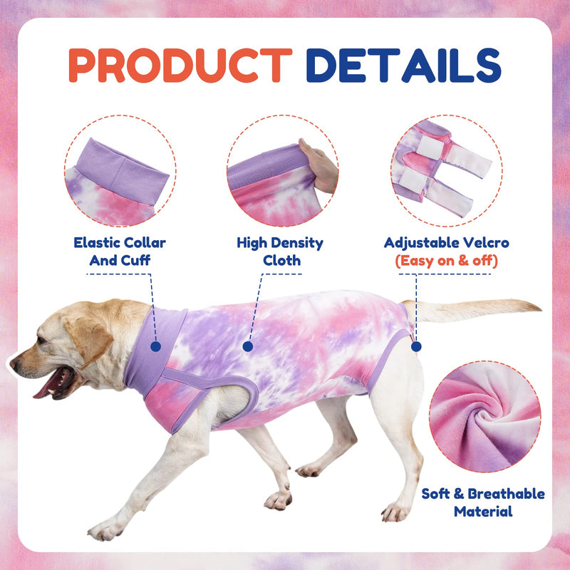 Breathable Dog Recovery Suit for Male/Female, Tie Dye Purple Dog Onesie for Abdominal Wounds, Cone E-Collar Alternative after Surgery to Anti-Licking, Professional Surgery Suit for dogs XX-Small