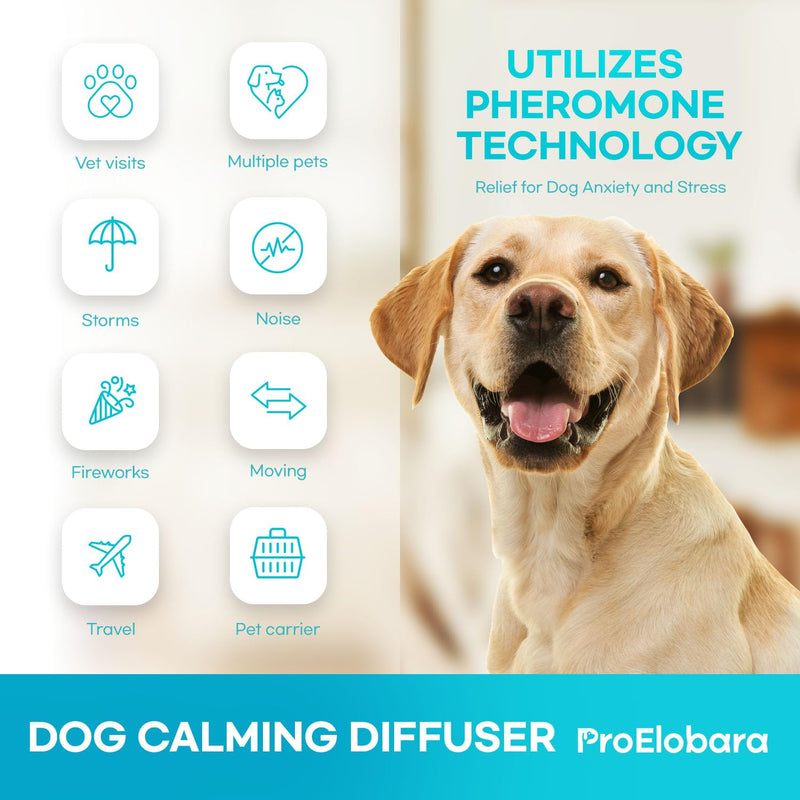 Dog Calming Pheromone Anxiety Diffuser: Dog Calming Pheromones Anti Anxiety Plug Diffuser - Anti Anxiety Calming Pheromone Diffuser for Dogs - Calm Dogs Stress Relief 1 Diffuser & 2 Pheromone Refills Blue