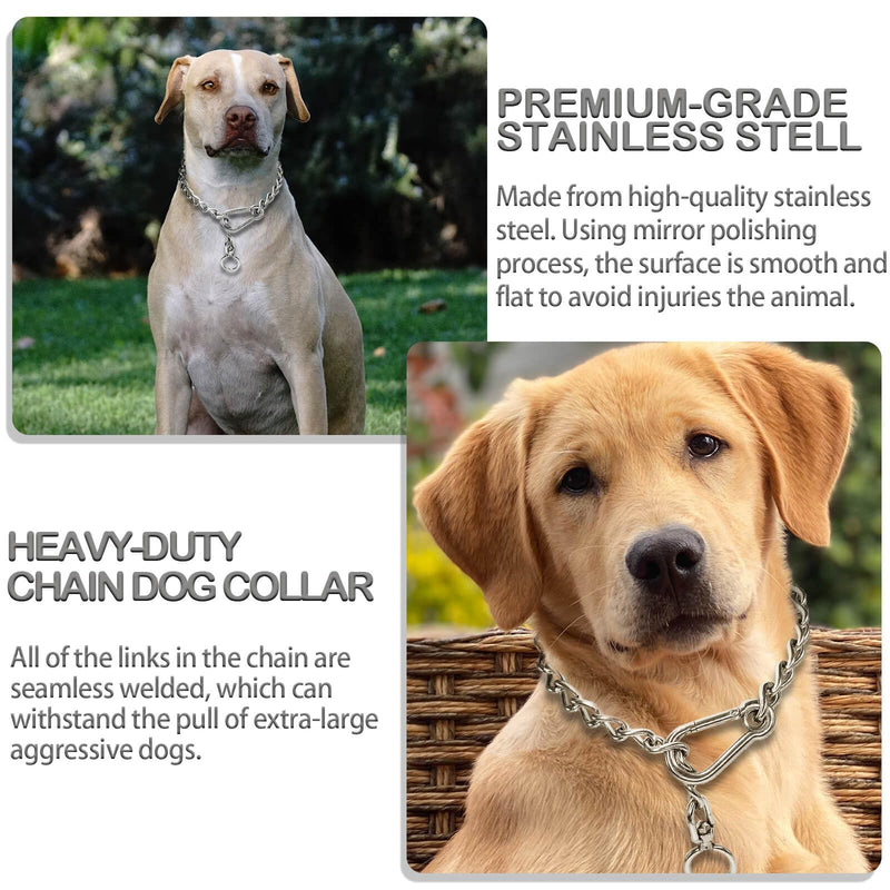 Dog Chain Collars 304 Stainless Steel Metal Chew Proof Dog Leash Extension - Anti Winding, Training and Walking. (X-Large) X-Large