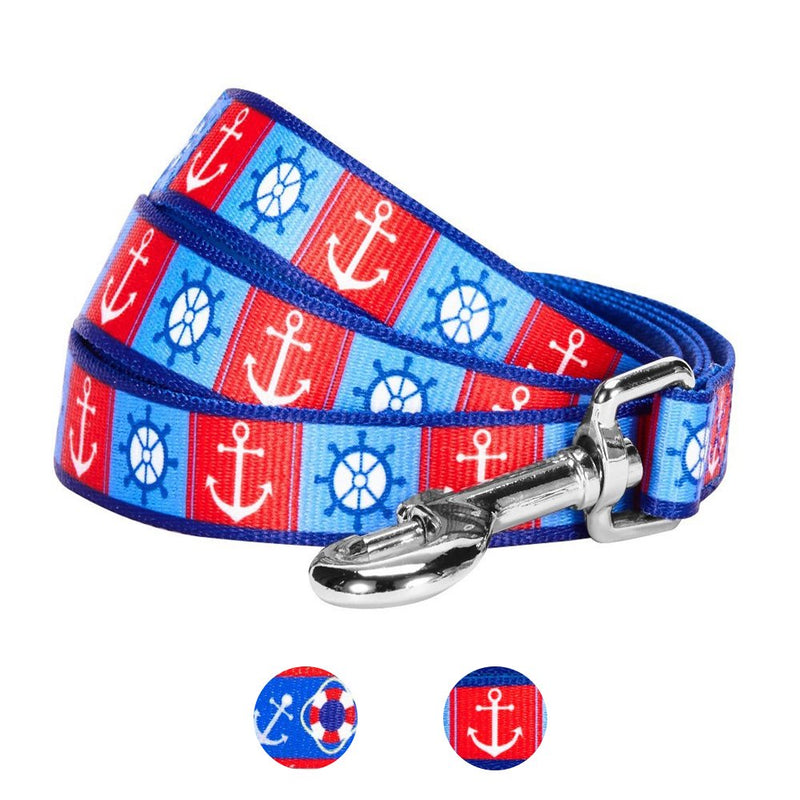 Blueberry Pet Essentials 2 Patterns Classy Bon Voyage Nautical Ocean Harbor Designer Dog Leash, 5 ft x 5/8", Small, Durable Leashes for Dogs 5' * 5/8" (Pack of 1) - PawsPlanet Australia