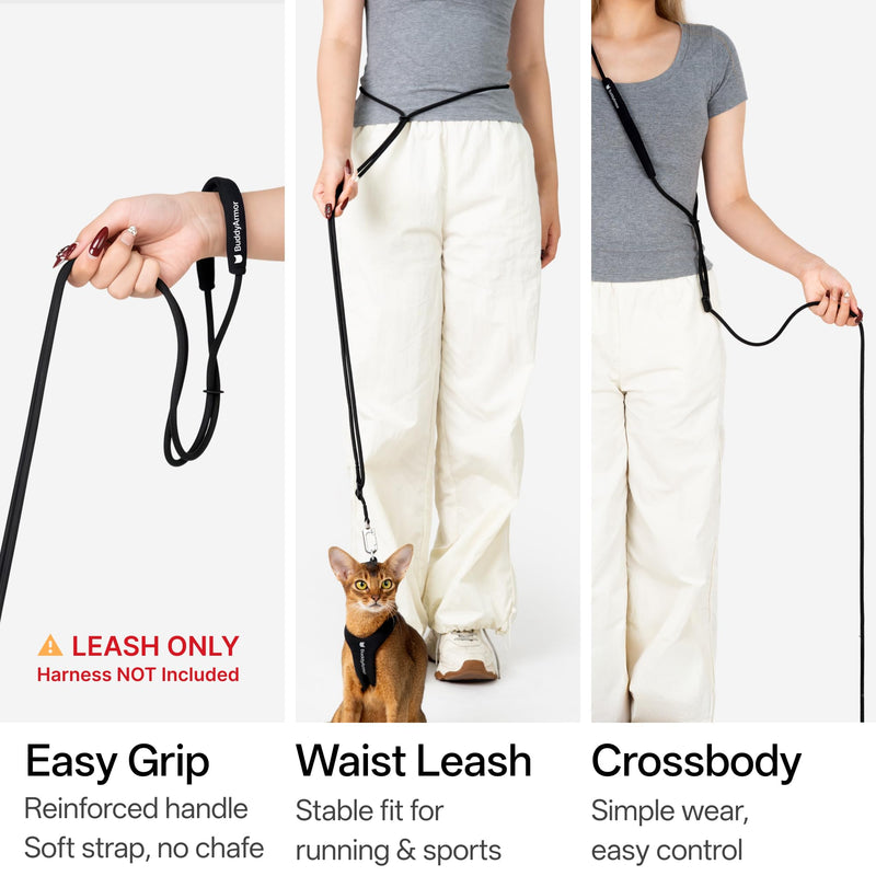 Hands Free Cat Leash Lightweight 4.1-7.2FT Adjustable Durable Rope Leash with Padded Handle, Versatile Crossbody Waist Lead for Cats Puppy ?26lbs Outdoor Walking (Burgundy, S) Burgundy - PawsPlanet Australia
