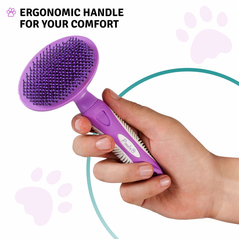 Slicker Dog Brushes for Grooming Detangler, Poodle Pin Dematting Dog Grooming Brushes - Soft Dog Brush for Short or Long Hair - Gentle Tool for Sensitive Skin Removes Dander, Dirt, and Detangles