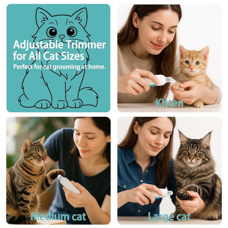Cat Nail Clipper, Cat Nail Trimmer with Adjustable 3-Size Trimming Hole & Hidden Nail File, Anti-Splash Claw Cutter with Debris Catcher for Kittens, Cats & Small Pets Home Grooming Blue - PawsPlanet Australia