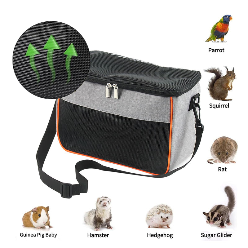 haozaikeji Guinea Pig Carrier Bag Portable Rabbit Travel Bag Breathable Small Animal Outgoing Pouch Hamster Carrier with Pad Grey