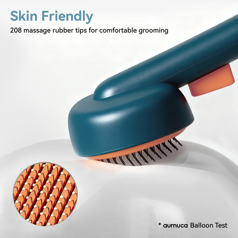 Aumuca Skin Friendly Self-Cleaning Slicker Brush for Dogs & Cats, Gentle Pet Grooming Tool for Shedding & Deshedding, Efficient Hair Remover for Long & Short Haired Pets Green - PawsPlanet Australia