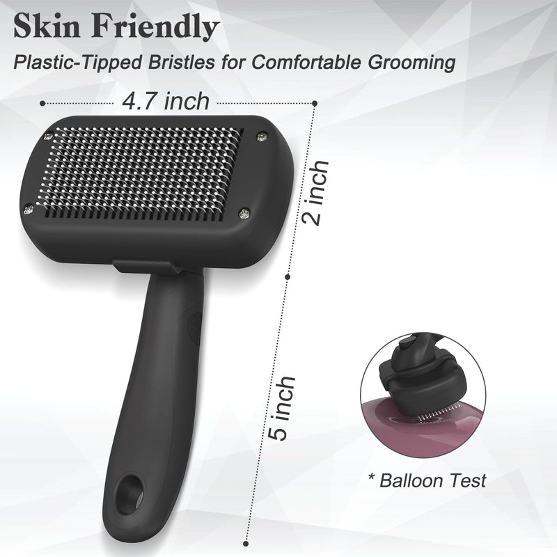 Self Cleaning Shedding Brush for Dogs & Cats, Skin Friendly Cat Brush, Dog Grooming Brush, Dog Brush for Shedding, Deshedding Brush, Puppy Brush Hair Brush for Haired Dogs, Black - PawsPlanet Australia