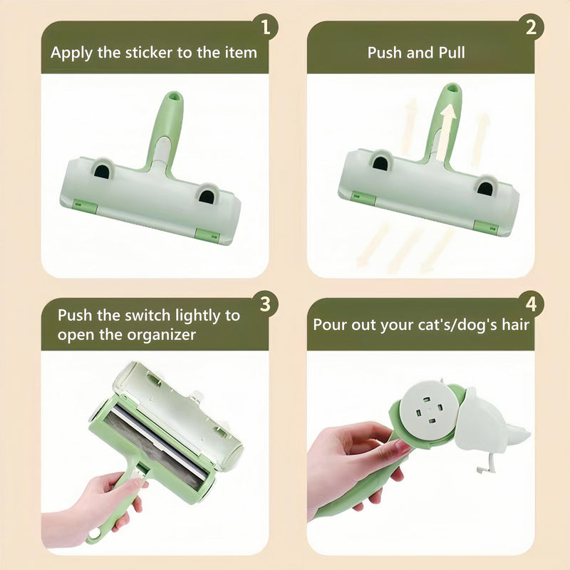 BoBow Roller Pet Hair Remover, Reusable Lint Roller Cat & Dog Hair Remover for Furniture, Couch, Carpet, Clothing and Bedding - Portable Multi-Surface Fur Removal Tool Green - PawsPlanet Australia