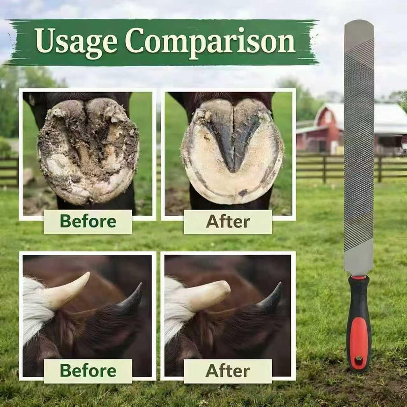 18Inch Double-Sided Farrier Rasp - Professional Hoof Rasp for Horses, Coarse & Fine Filing Surfaces, Hardened Steel with Ergonomic Non-Slip Handle for Hoof Trimming and Shoeing