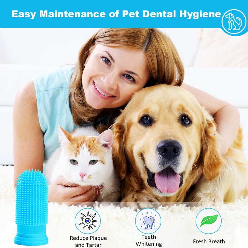 Vinuwu 10Pcs Dog Toothbrush, 360º Dog Finger Toothbrush, Silicone Pets Teeth Cleaning Toothbrush Kit for Puppies, Teeth Cleaning Products for Cats & Small Pets Dental Care