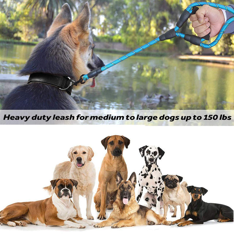JSXD Heavy Duty Double Handle Dog Leash - 5 FT, Padded & Reflective, Rope for Small to Large Dogs (Blue) Rope-Blue - PawsPlanet Australia