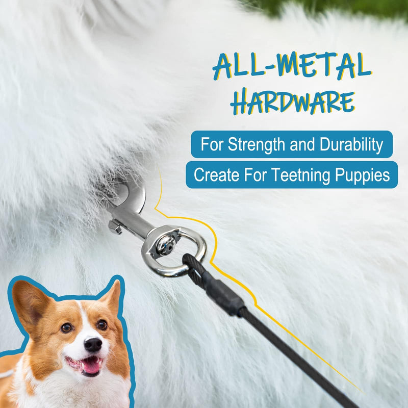 Chew Proof Dog Leash,6FT Metal Cable Lead,Heavy Duty Leash Made of Coated Wire Rope,Chew Resistant,Great for Large Dogs and Teething Puppies,Dog Chains(Black+Blue, 2 Pack) Black+Blue - PawsPlanet Australia