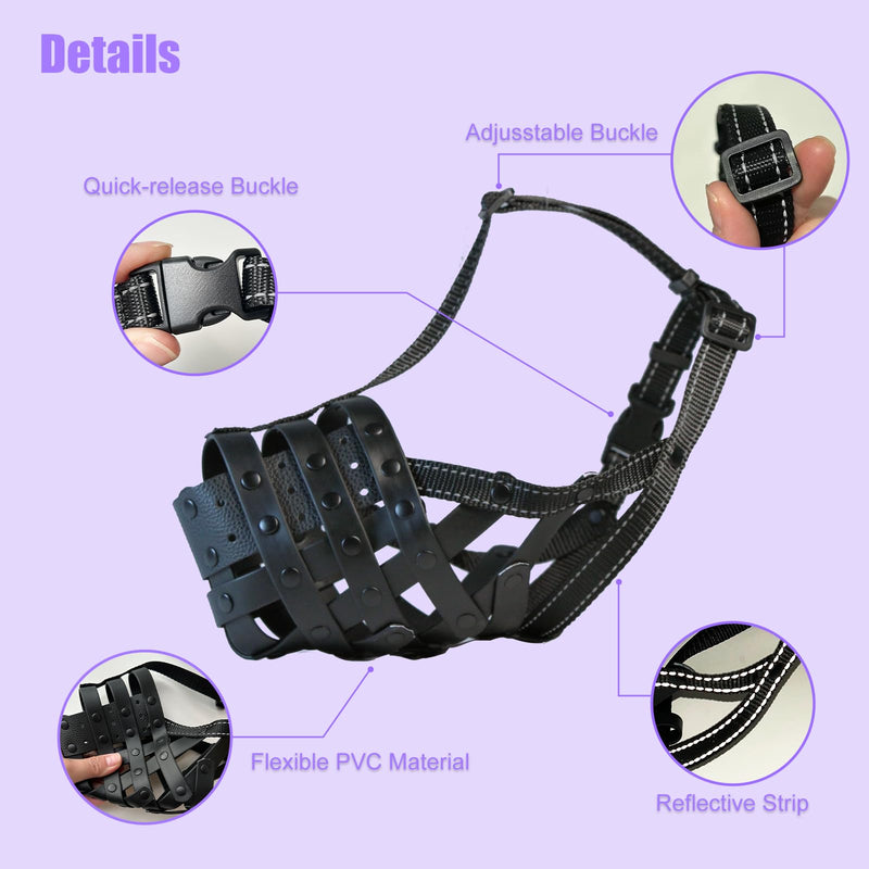 PVC Woven Basket Dog Muzzle for Medium & Large Sized Dogs - Pitbull, Amstaff & Rottweiler Breathable Adjustable Muzzle, Safe Anti-Chewing Biting Comfortable M - PawsPlanet Australia
