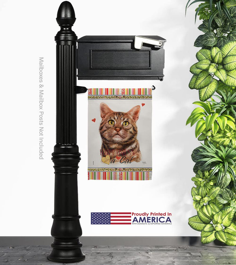 Breeze Decor American Short Hair Happiness Garden Flag-Set Mailbox Hanger Cat Kitten Meow Spoiled Paw Fur Pet Nature Farm Animal Creature House Banner Small Yard Gift Double-Sided, Made in USA - PawsPlanet Australia